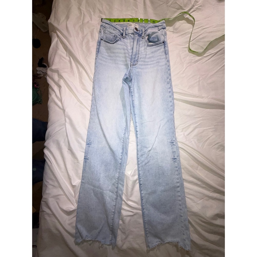 BKE Denim Billie High Rise Wide Leg Slim Fit Light Jeans 28x34 Raw Hem T09-04